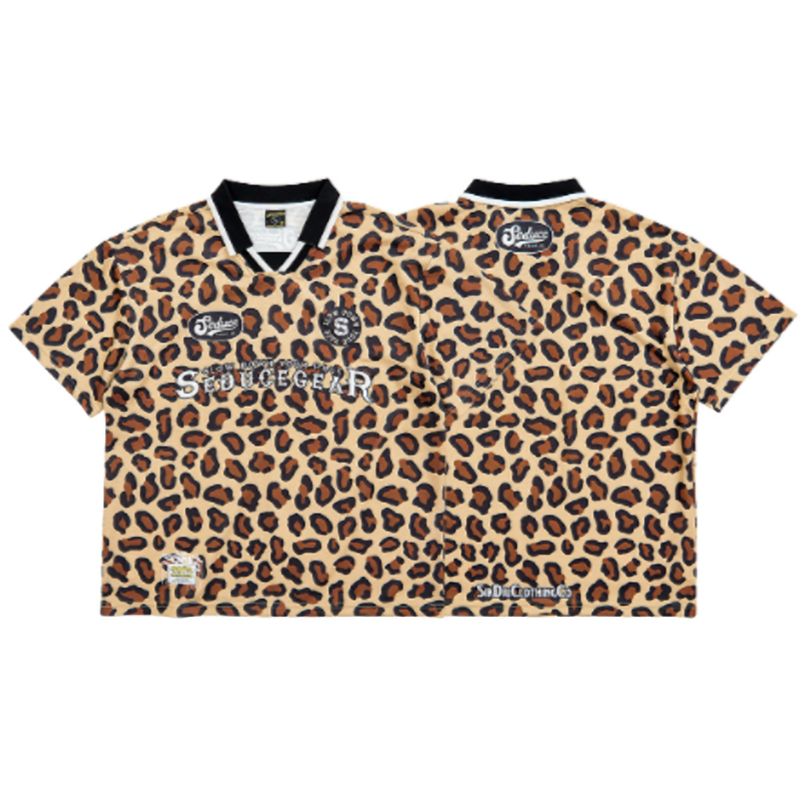 Retro Leopard Mesh Polo Shirt V0979