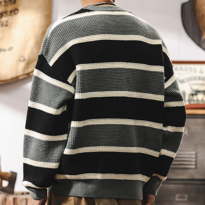 Heavyweight striped waffle knit V0344