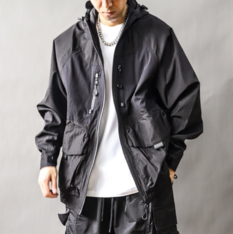 Color-Blocked Nylon Hooded Jacket V1052