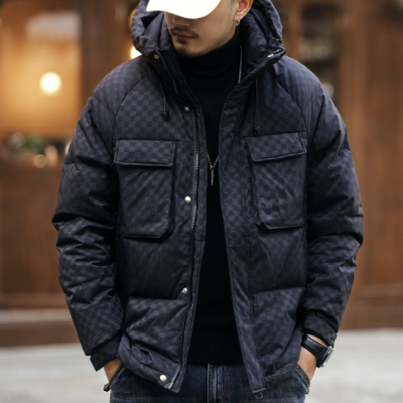 Casual Plaid Down Jacket V0858
