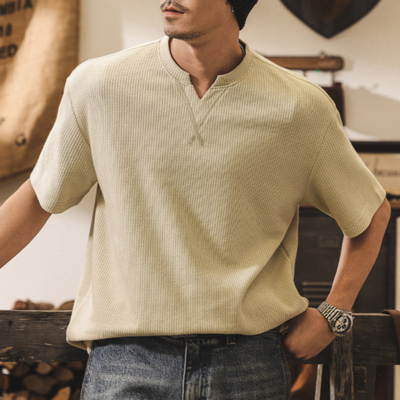 Retro Striped V-Neck T-Shirt V0911