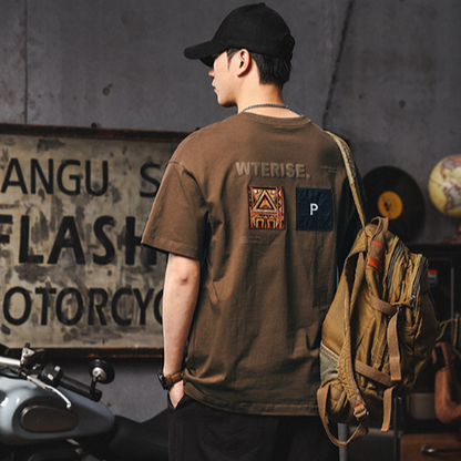 Retro Gangster Cotton T-Shirt V0974