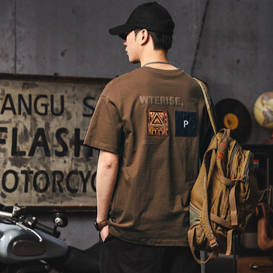 Retro Gangster Cotton T-Shirt V0974
