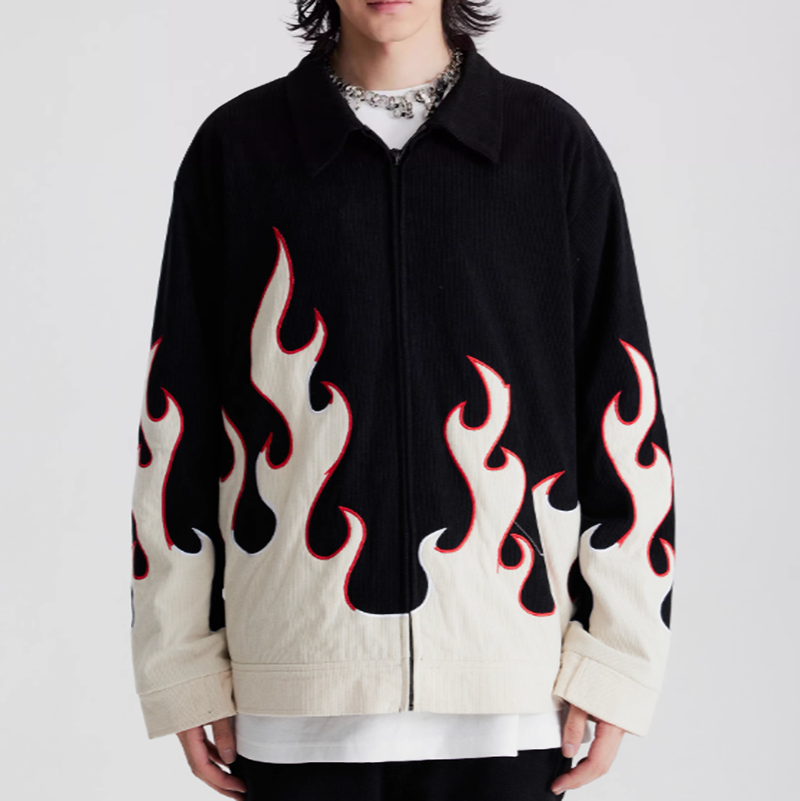 Fire pattern corduroy jacket V0228