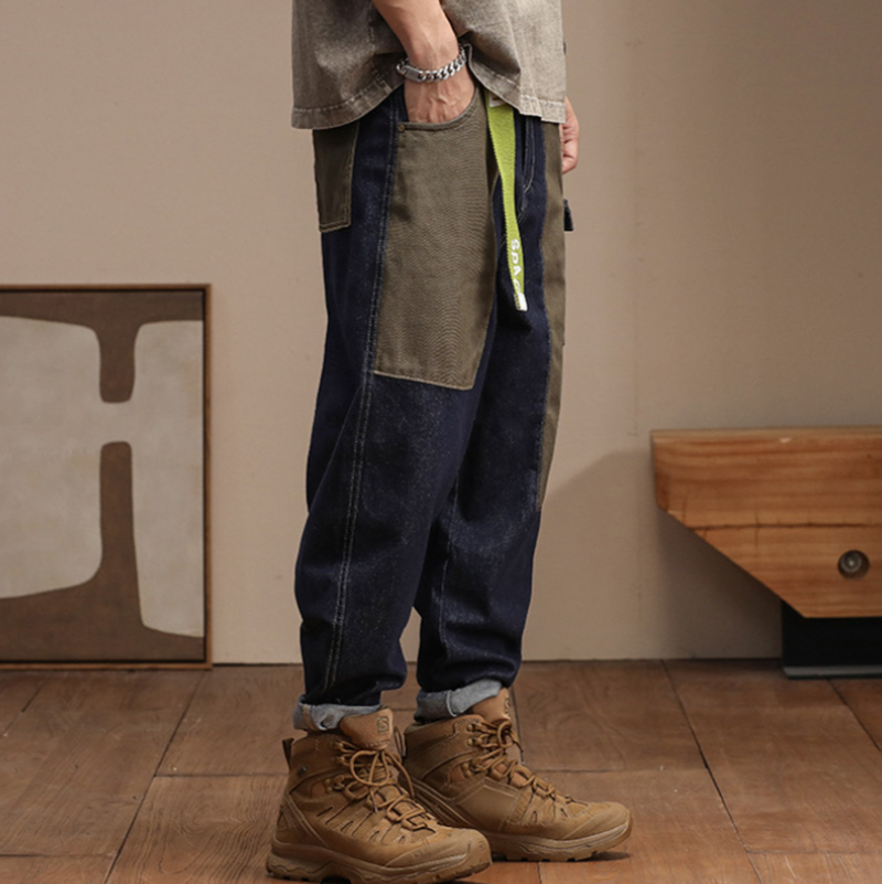 Loose Spliced Work Jeans V0964