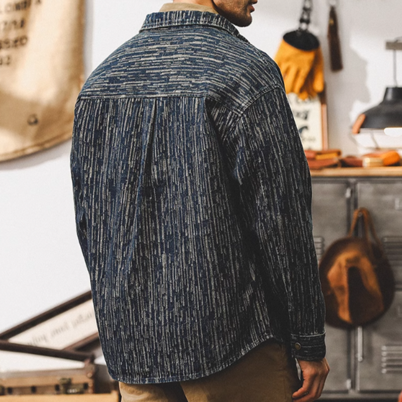 Jacquard denim jacket shirt V0219