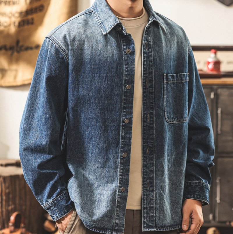 Retro Bamboo-Stripe Cowboy Shirt V1057