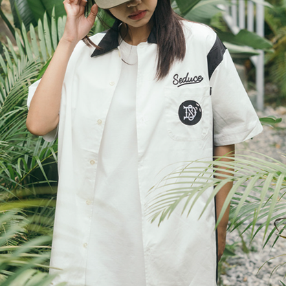 Retro Colorblock Bowling Shirt V0955
