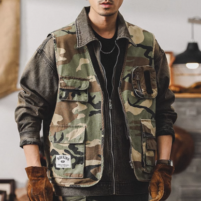 Multi-pocket camouflage vest V0475