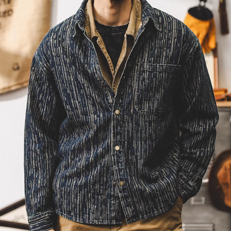 Jacquard denim jacket shirt V0219