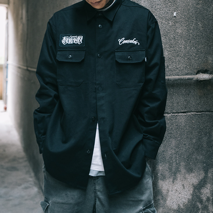 Black Long Sleeve Work Shirt V1050