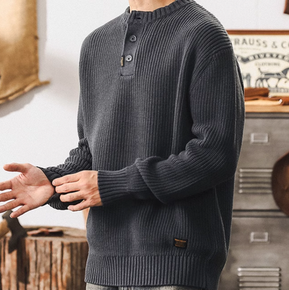 Henley neck ribbed knit V0227