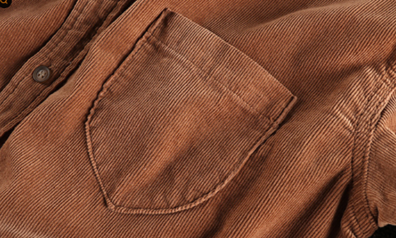 Retro Color Block Corduroy Shirt V0890