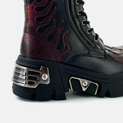 Punk Flame Biker Boots V0927