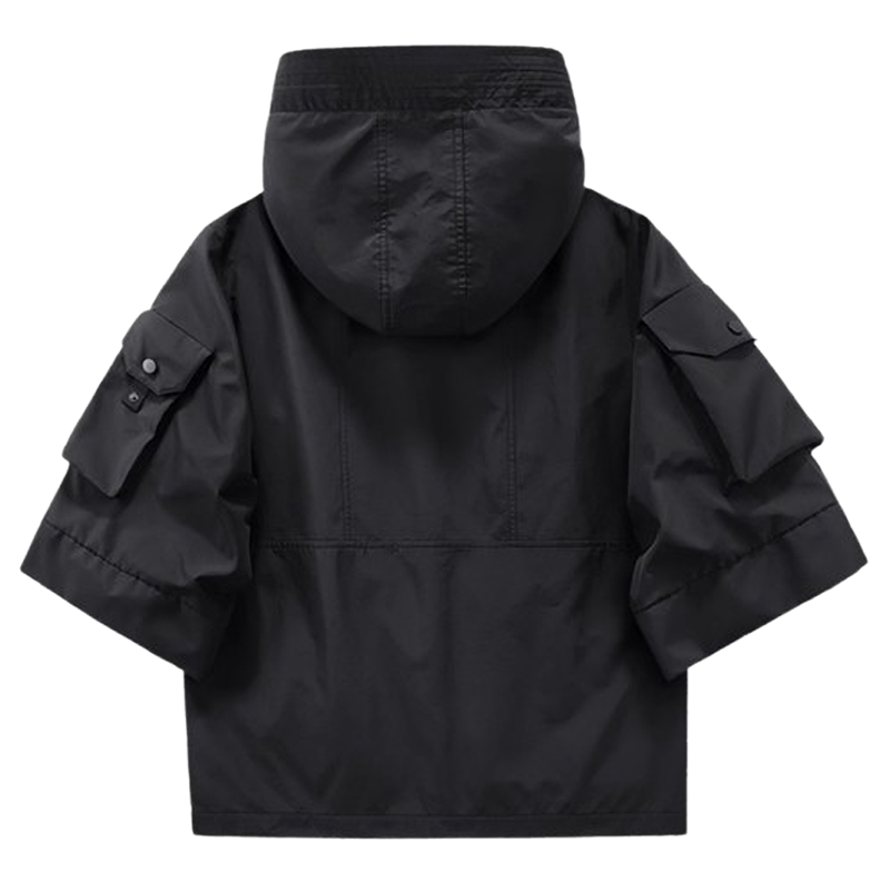 Multi-pocket hooded windbreaker V0314