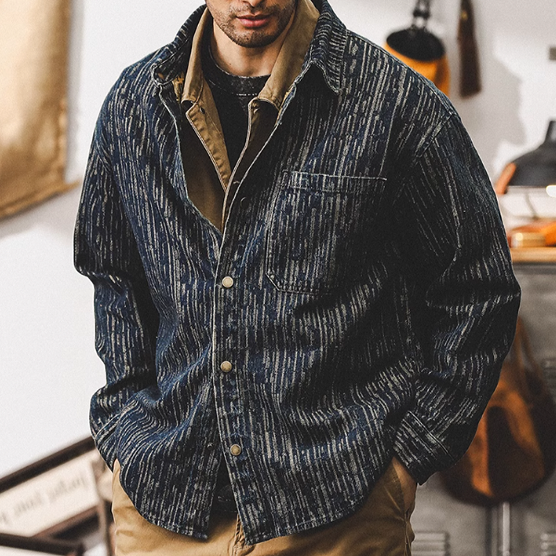 Jacquard denim jacket shirt V0219