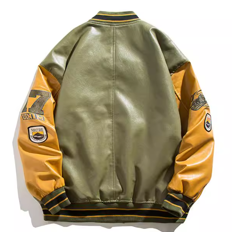 Contrast color stadium jacket V0341