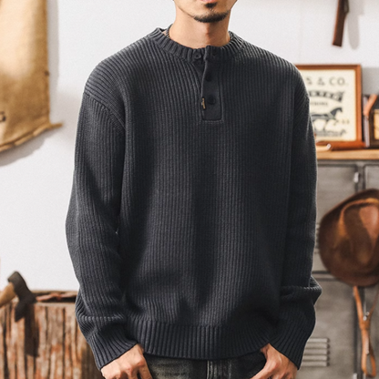 Henley neck ribbed knit V0227