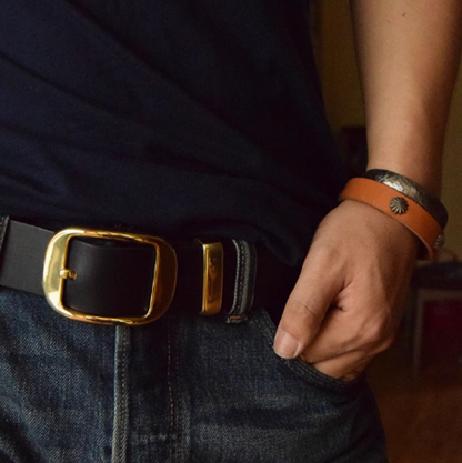 Retro leather buckle belt V0236