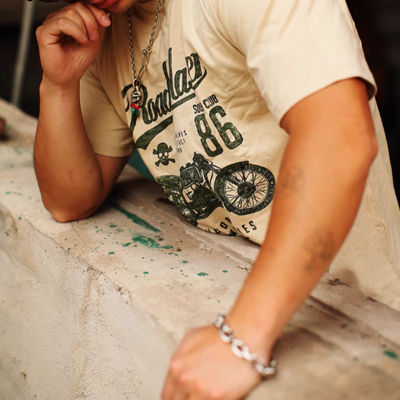 Classic Bike Print T-shirt V0060