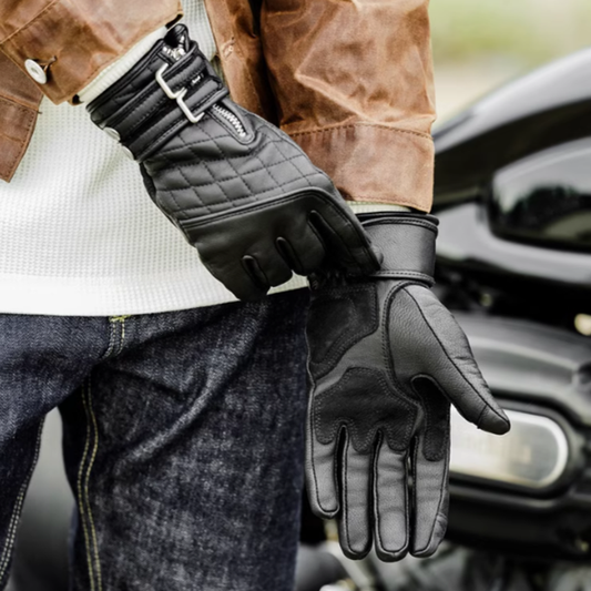 American Retro Ribbed Leather Gloves V0380