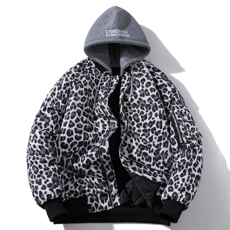 leopard print bomber jacket V0412