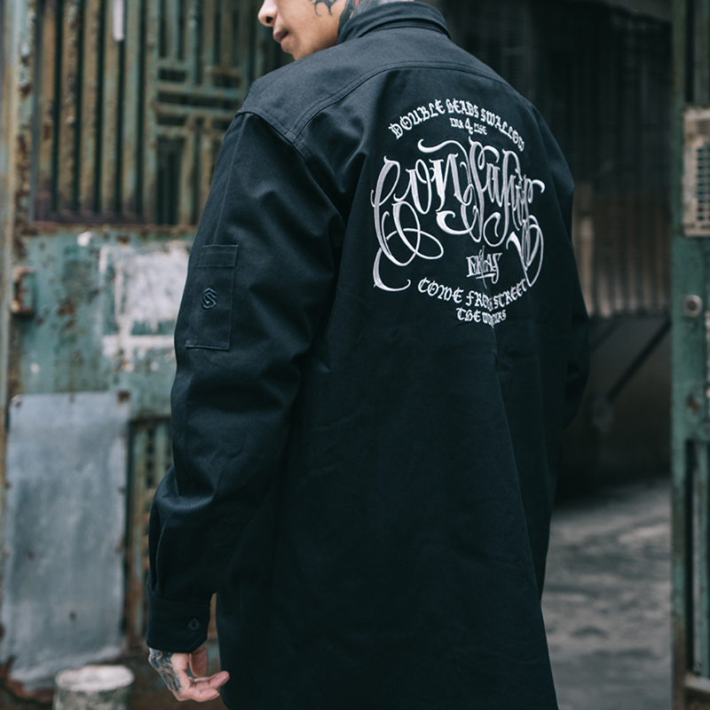 Black Long Sleeve Work Shirt V1050