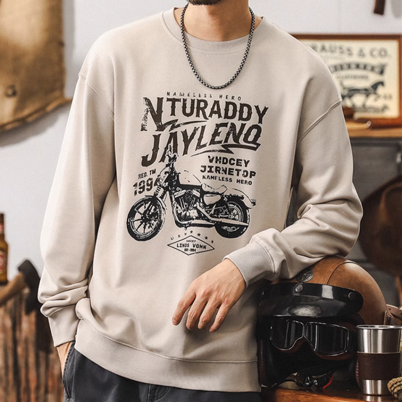 Retro bike print sweatshirt V0225