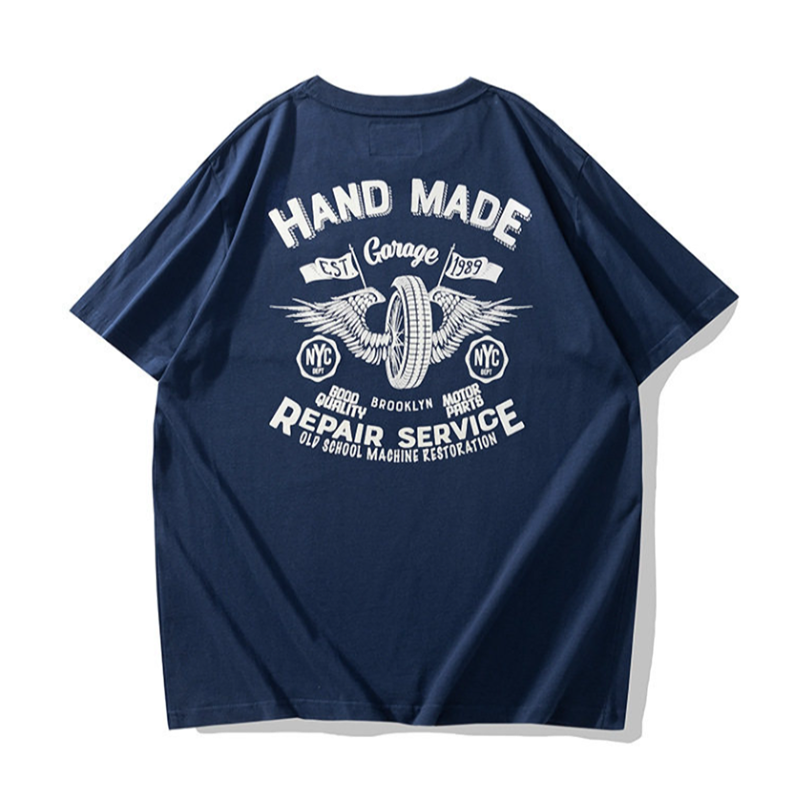 Retro Biker Crew-Neck T-Shirt V0994