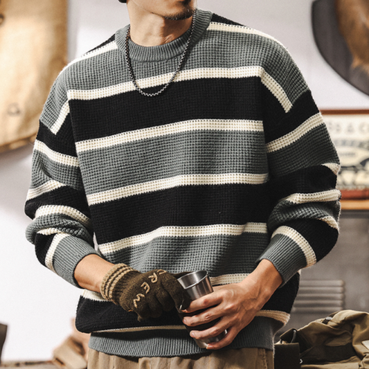 Heavyweight striped waffle knit V0344