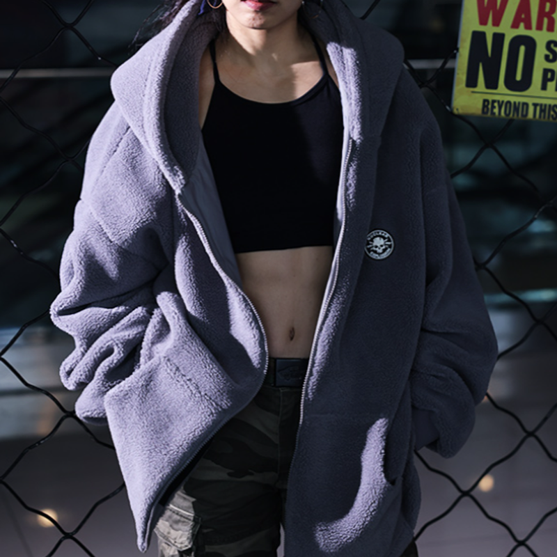 Big size Faux Lambswool Jacket V0813