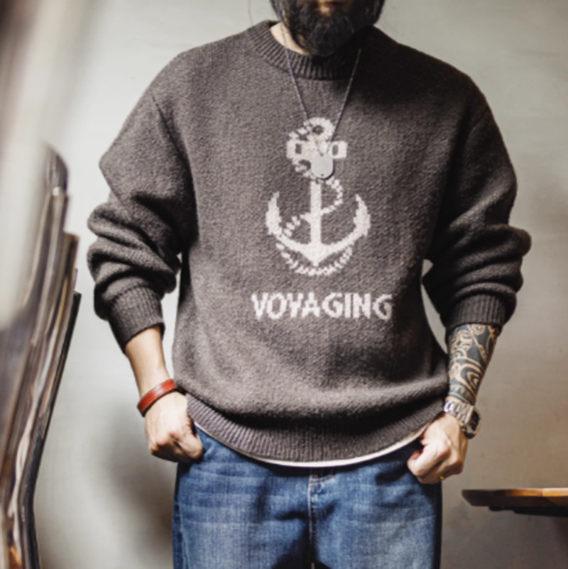 Anchor logo navy knit V0409