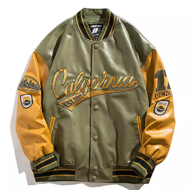 Contrast color stadium jacket V0341