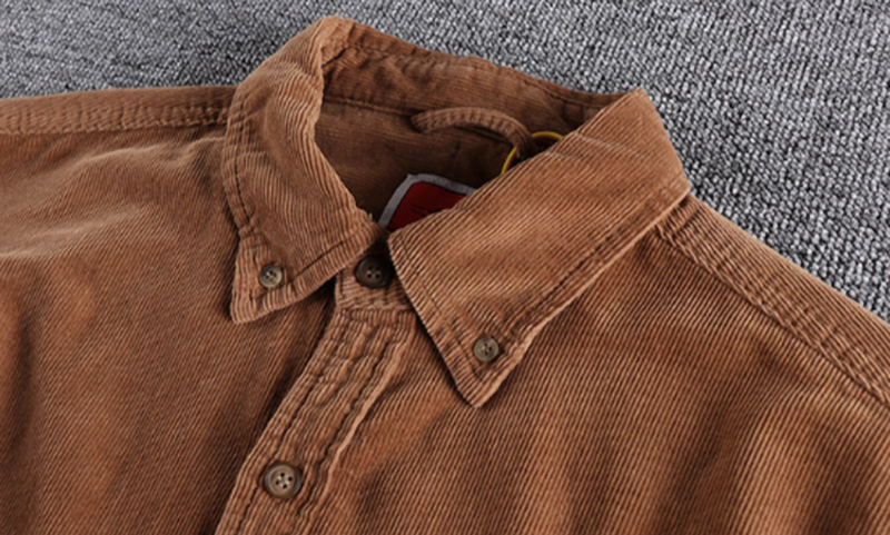 Retro Color Block Corduroy Shirt V0890