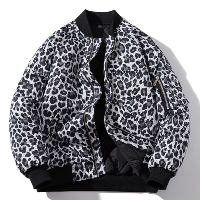 leopard print bomber jacket V0412