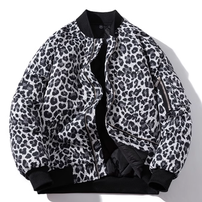 leopard print bomber jacket V0412