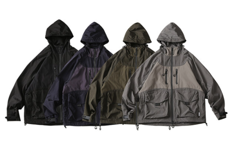 Color-Blocked Nylon Hooded Jacket V1052
