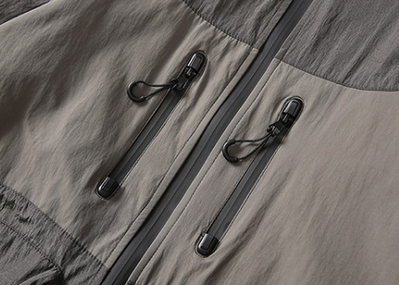 Color-Blocked Nylon Hooded Jacket V1052