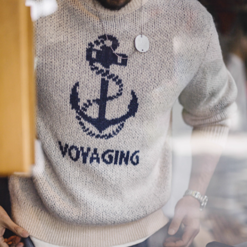 Anchor logo navy knit V0409