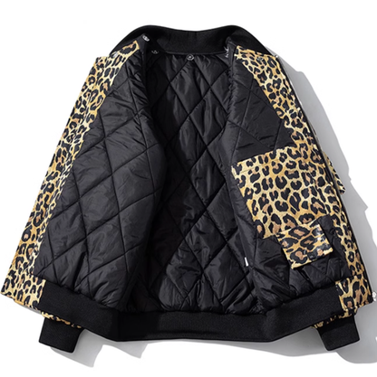 leopard print bomber jacket V0412