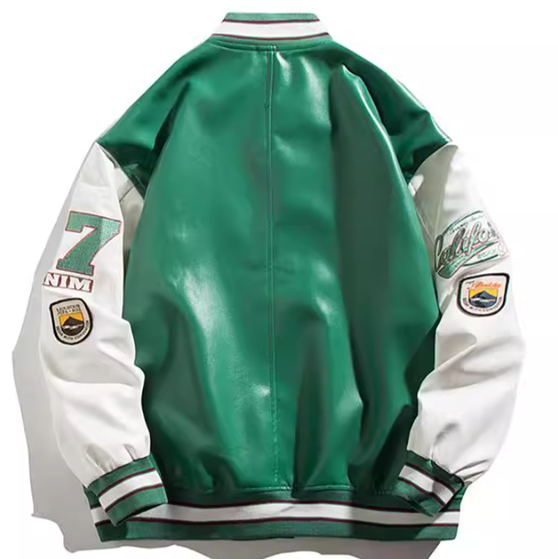 Contrast color stadium jacket V0341