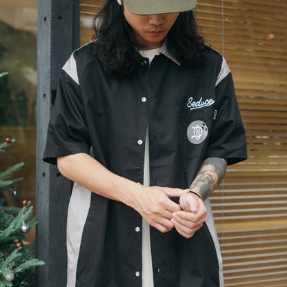 Retro Colorblock Bowling Shirt V0955