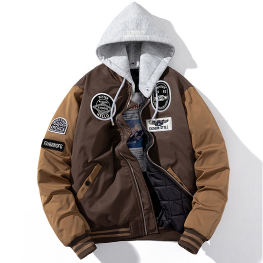 Retro Spliced Baseball Jacket V0857