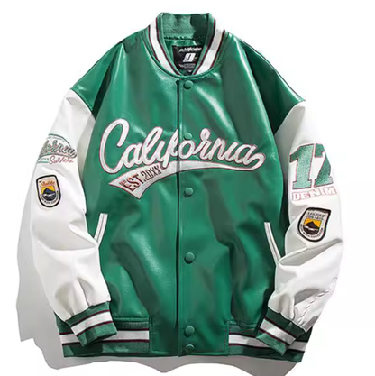 Contrast color stadium jacket V0341