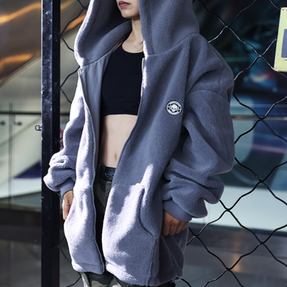 Big size Faux Lambswool Jacket V0813