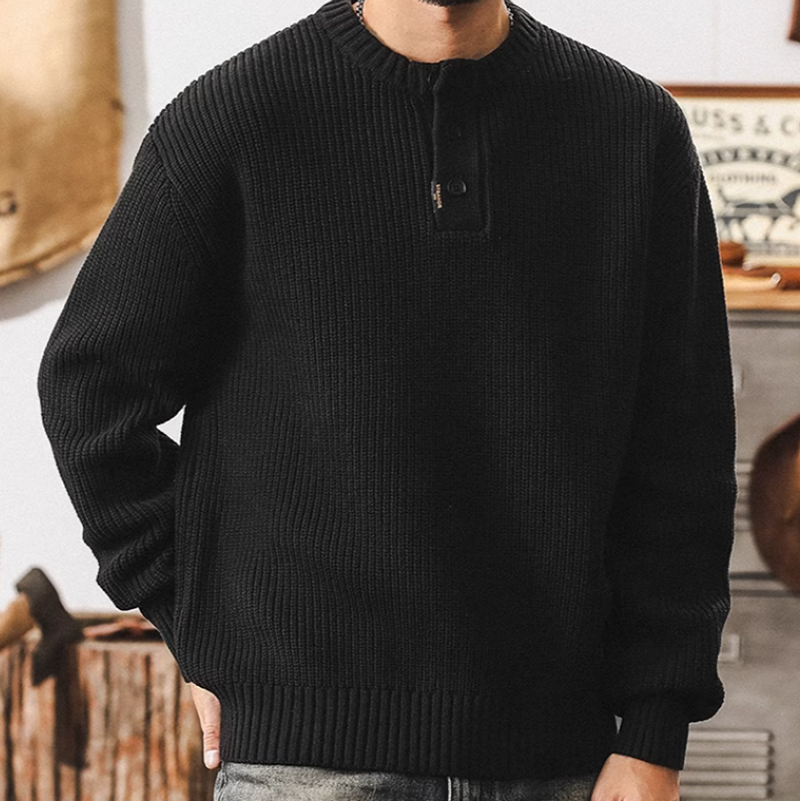 Henley neck ribbed knit V0227