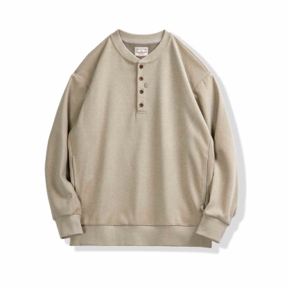 Henley neck work sweatshirt V0274