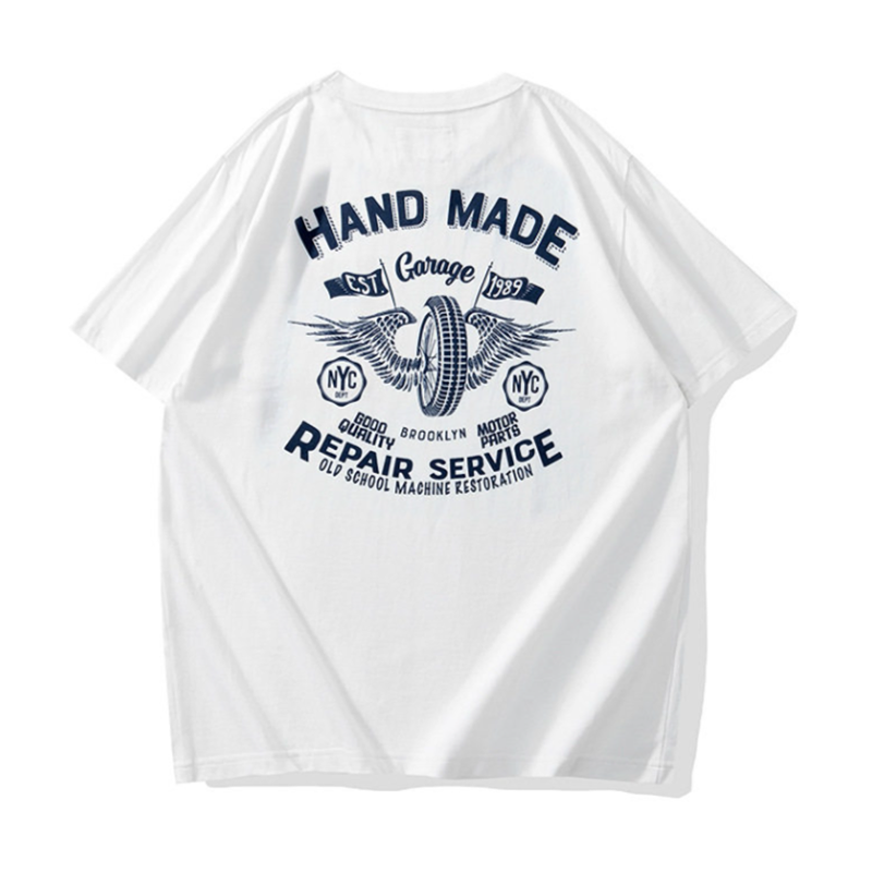 Retro Biker Crew-Neck T-Shirt V0994