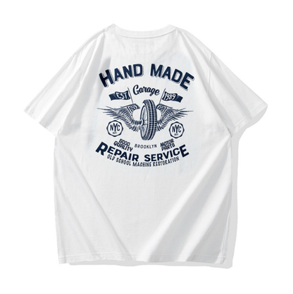 Retro Biker Crew-Neck T-Shirt V0994
