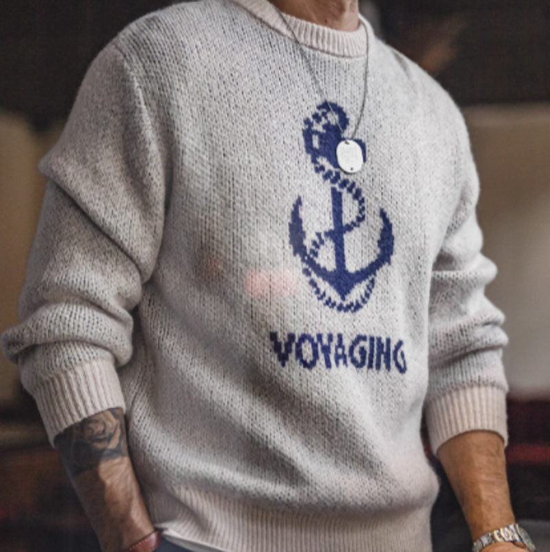 Anchor logo navy knit V0409